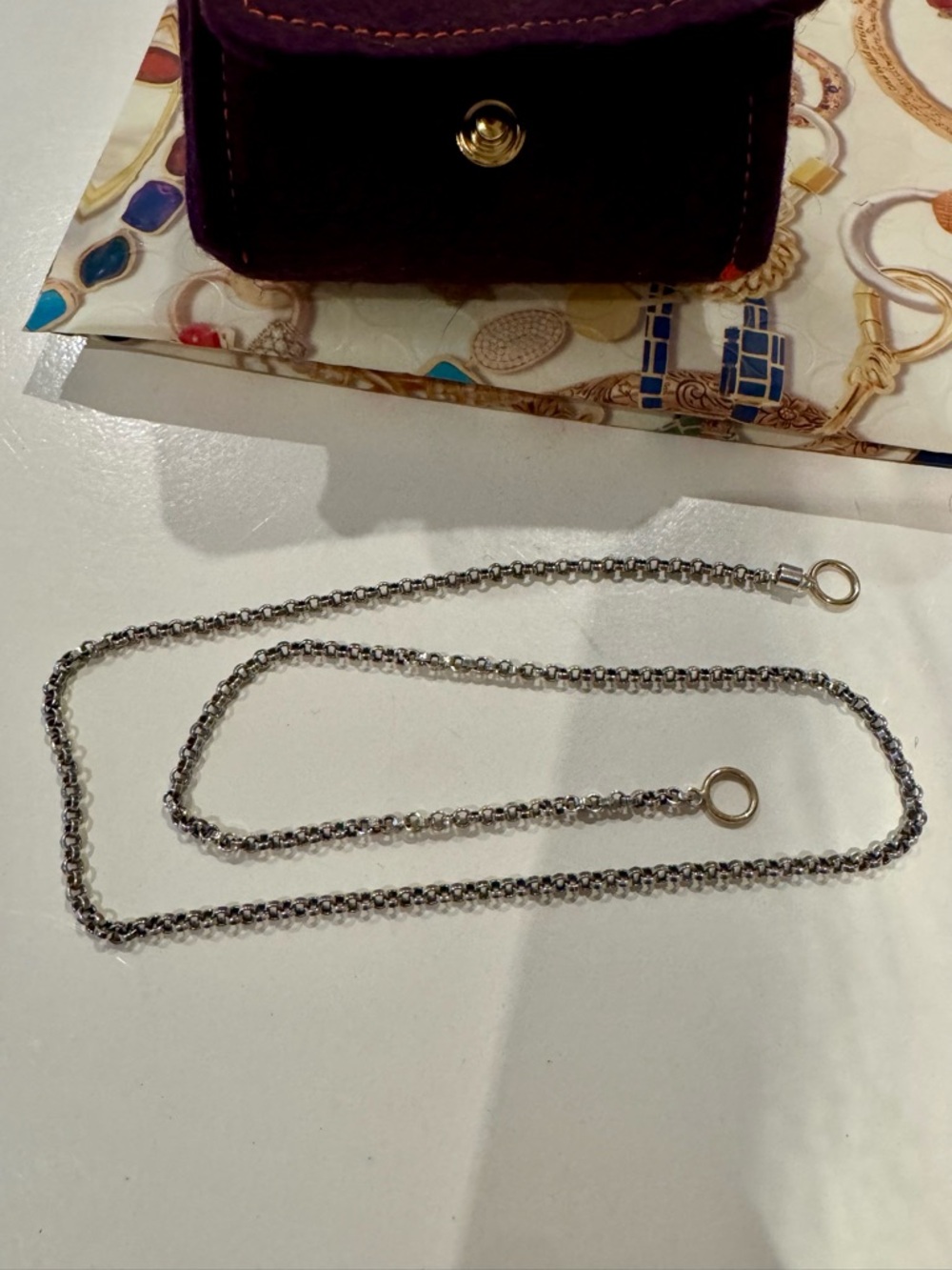 Authentic Marla Aaron Silver Rolo Chain Necklace with Gold Rings - Picture 5 of 6